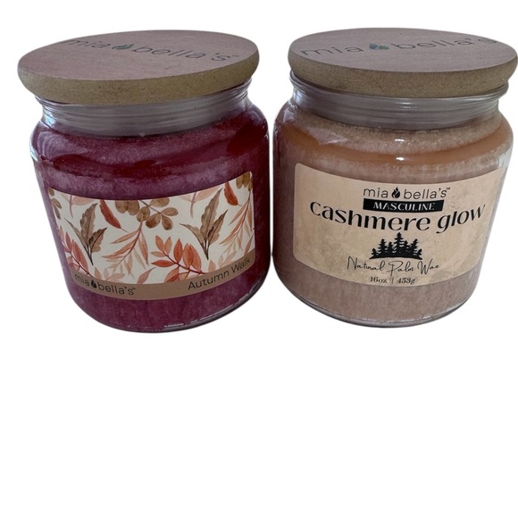 mia bella’s Other - Red and Tan Bath & Body Candle Set with Decorative Labels